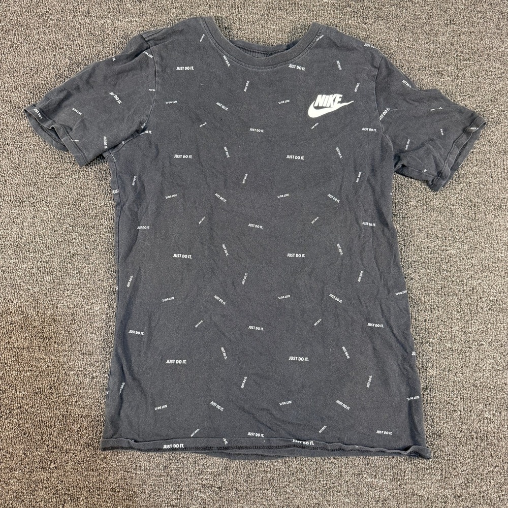 Nike T-Shirt Mens S Athletic Cut Black Just Do It All Over Print EUC